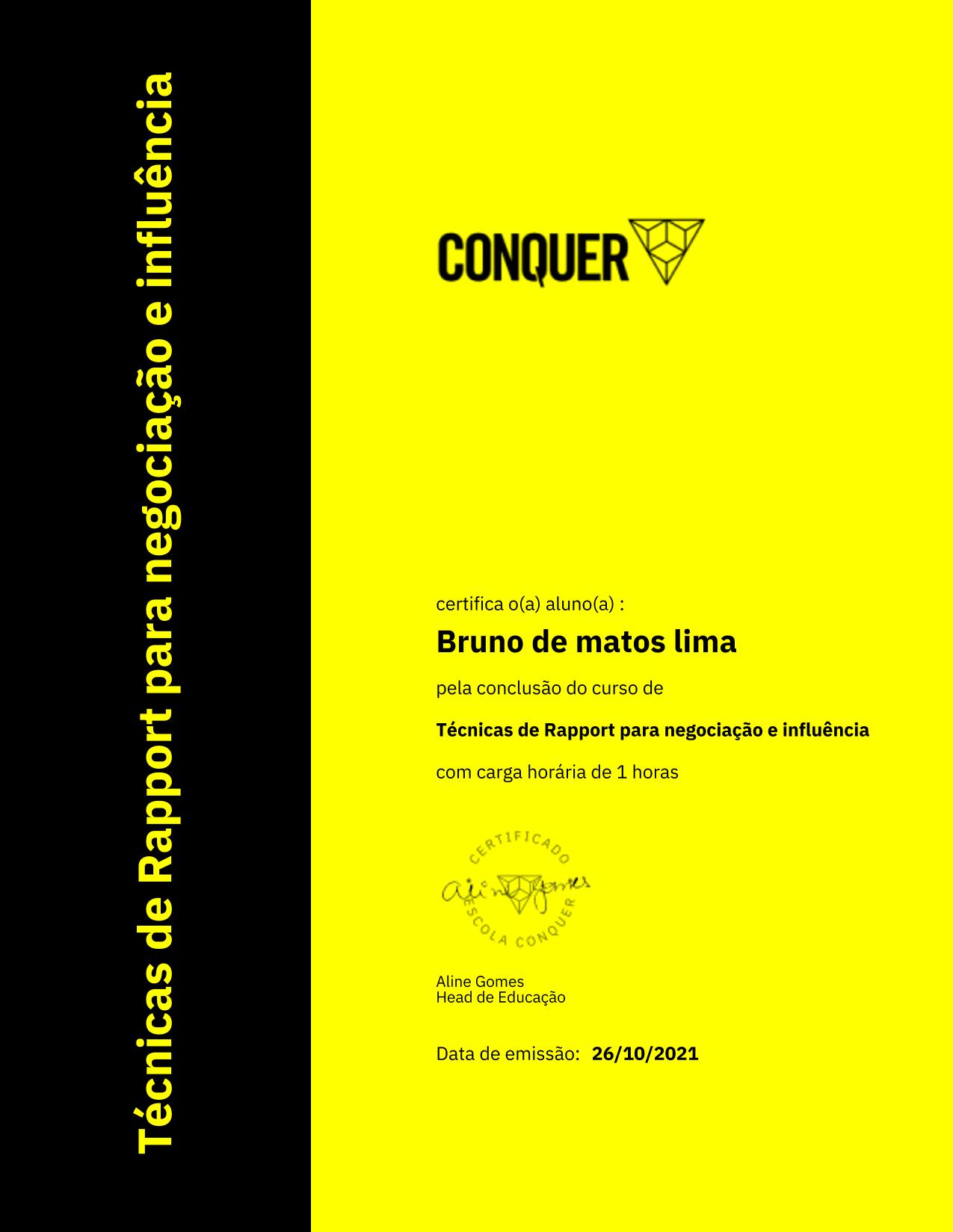Certificado de Técnicas de Rapport para negociação e influência